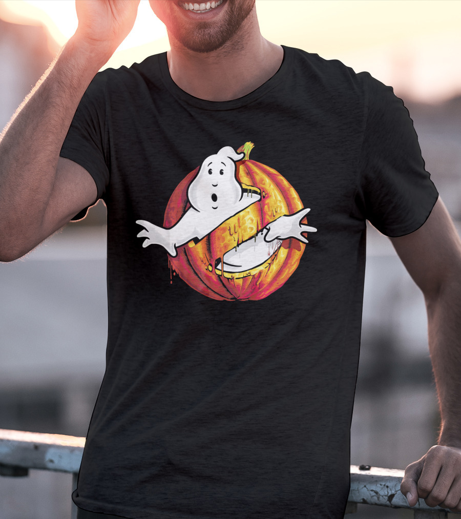 Ghostbusters Classic Logo Halloween Pumpkin Mashup T-Shirt