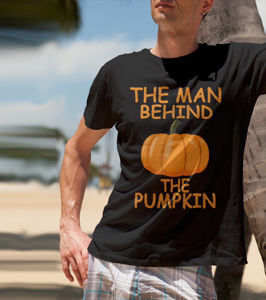 The Man Behind The Pumpkin Funny Halloween Pregnancy T-Shirt