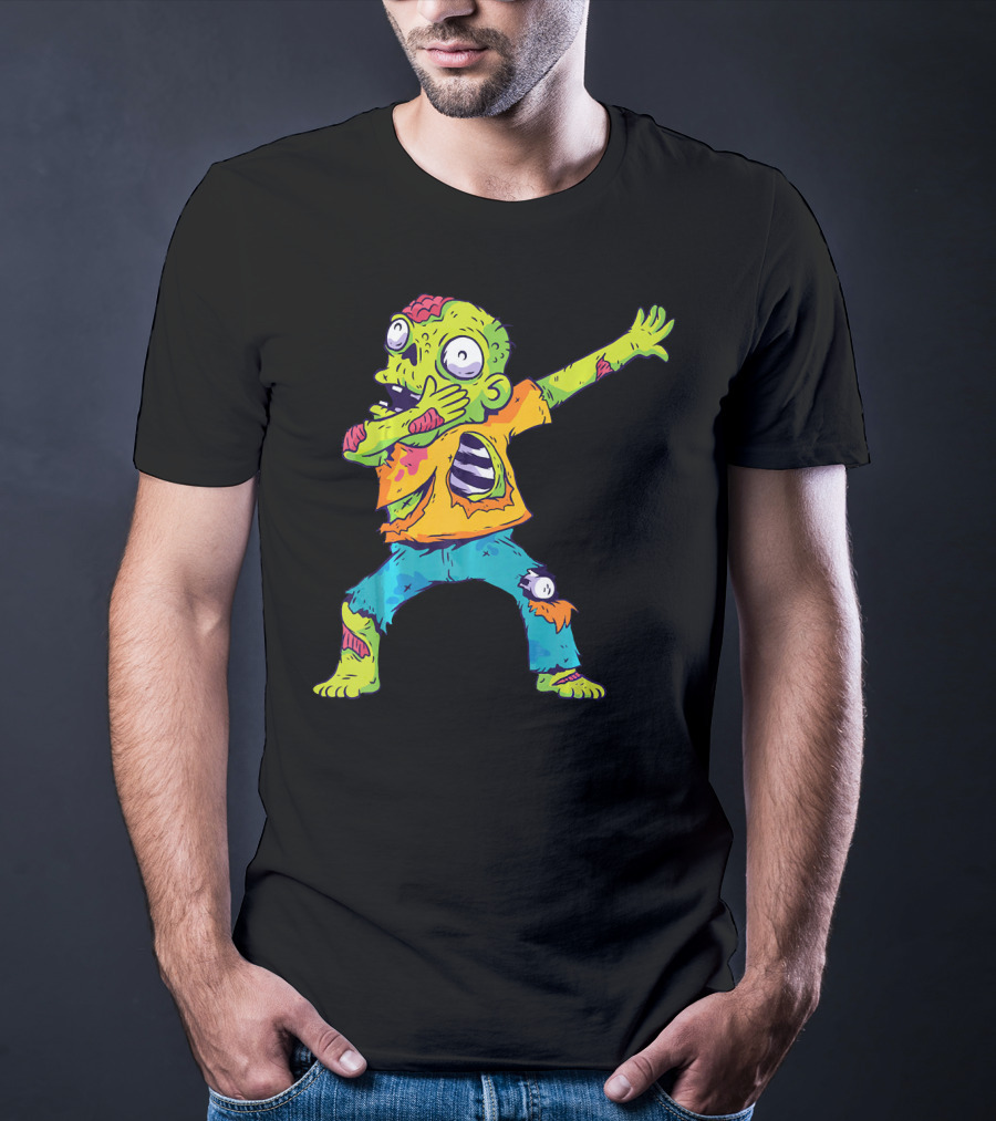 Dabbing Zombie Funny Halloween Zombi Cute Cartoon T-Shirt