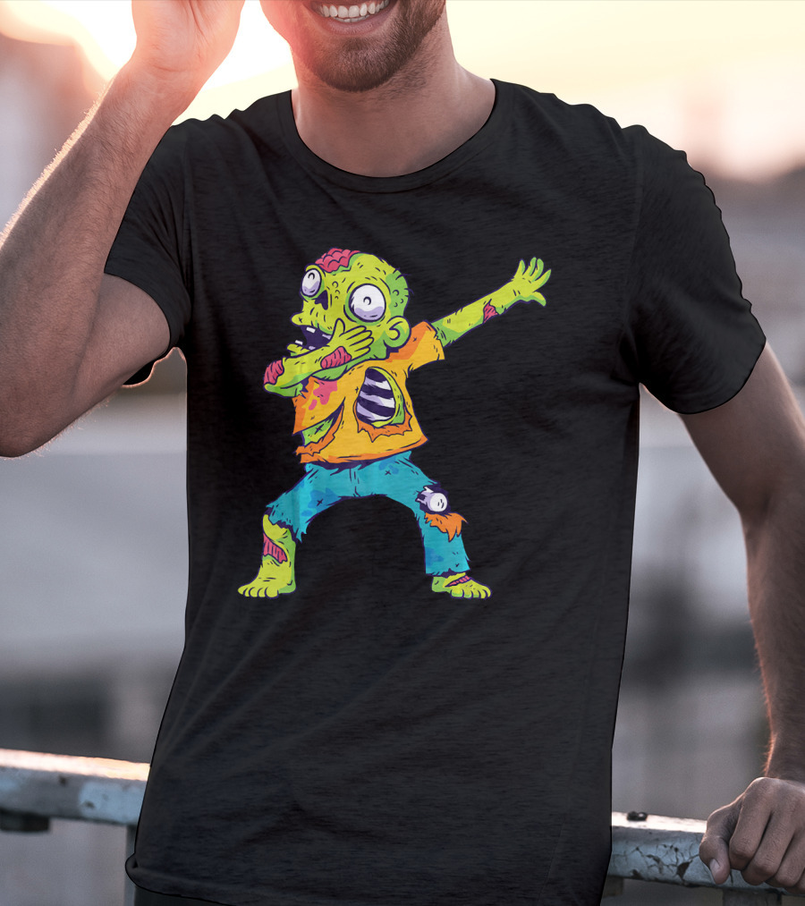 Dabbing Zombie Funny Halloween Zombi Cute Cartoon T-Shirt