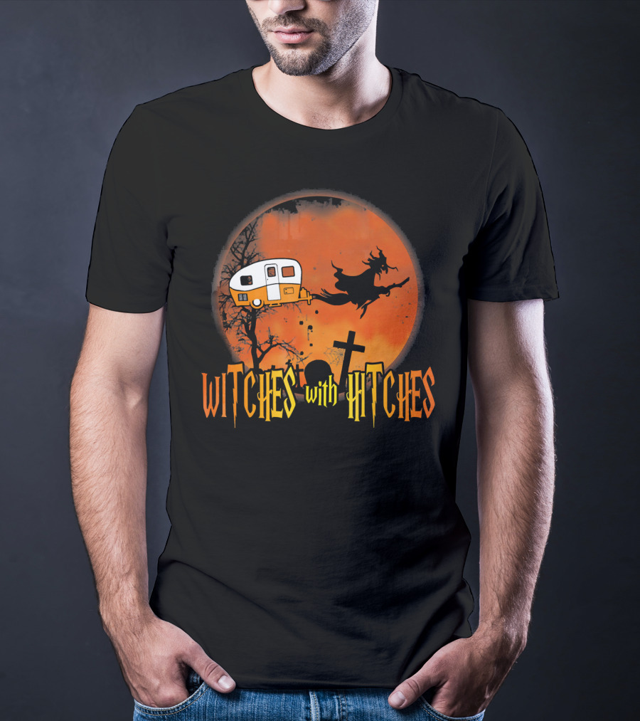 Witches With Hitches Halloween Camper Scene T-Shirt