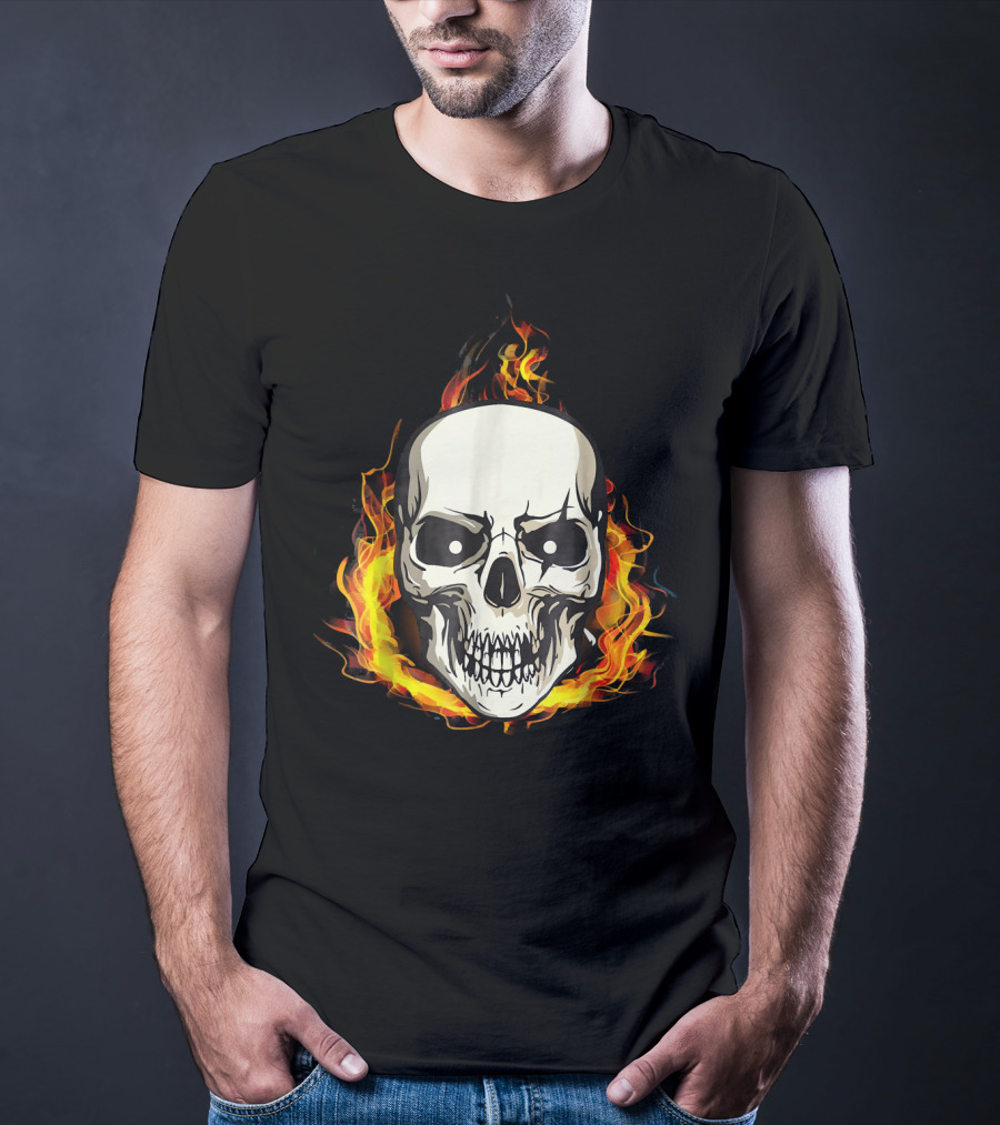 FLAMING SKULL INFERNO SKULL T-Shirt