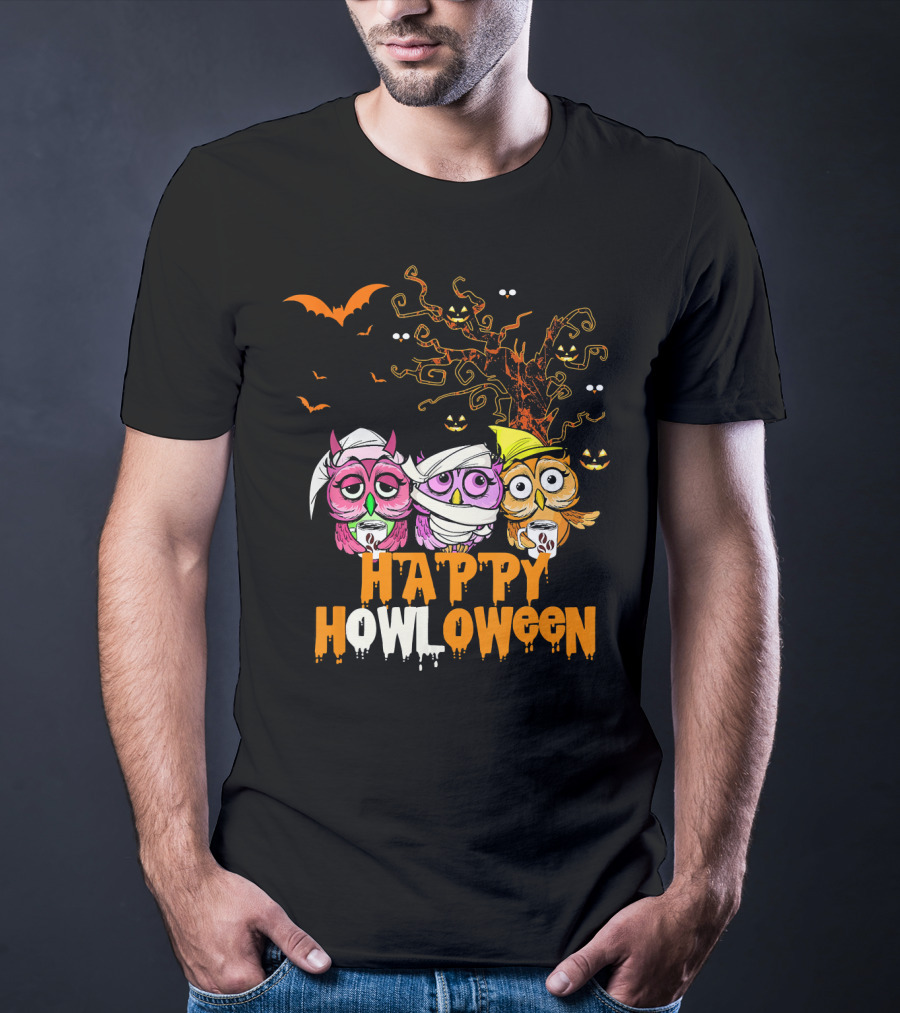 Happy Howloween Funny Mummy Witch Owls Halloween T-Shirt