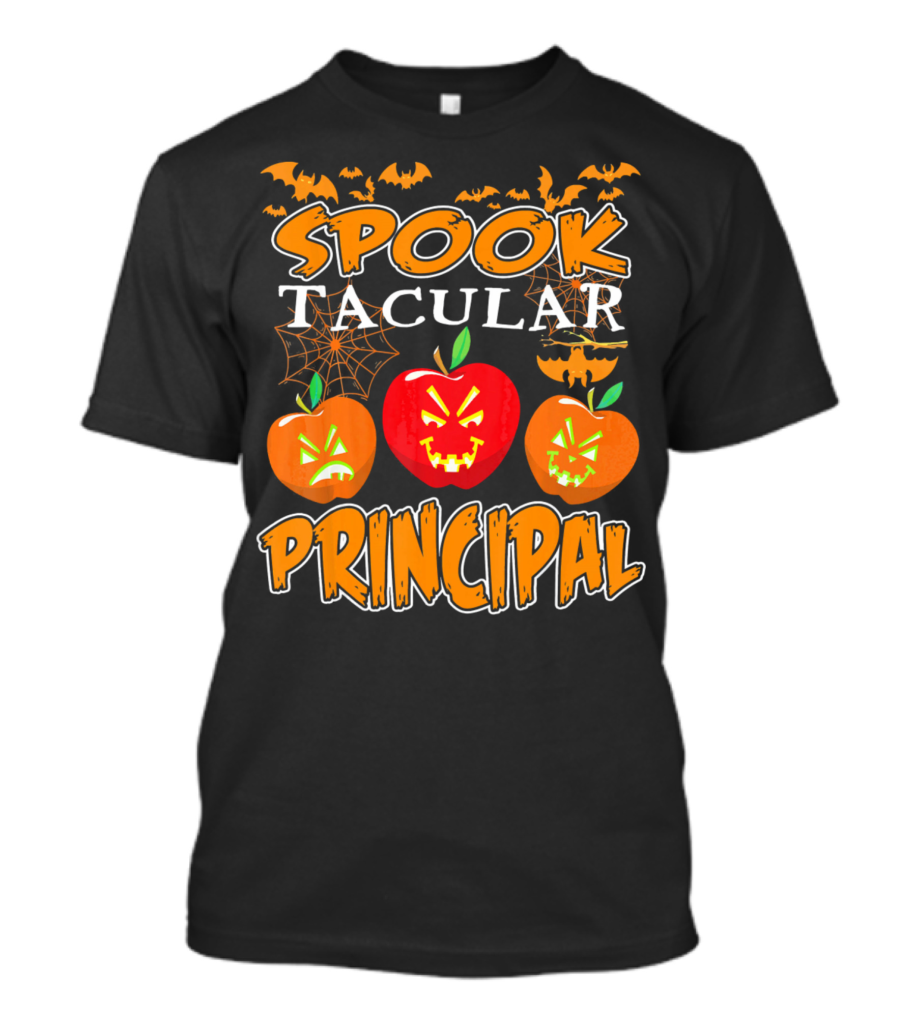 Spooktacular Principal Halloween Pumpkins And Bats T-Shirt