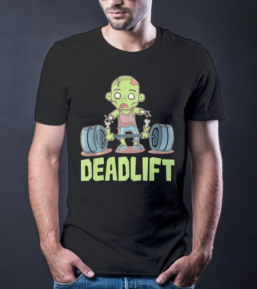 Deadlift Zombie Lifting Cartoon Undead Weightlifting T-Shirt