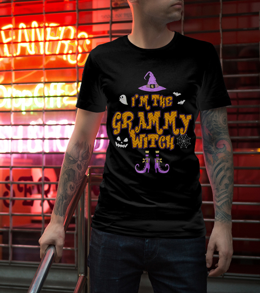 I'm The Grammy Witch Halloween Ghosts And Pumpkin Hat Boots T-Shirt