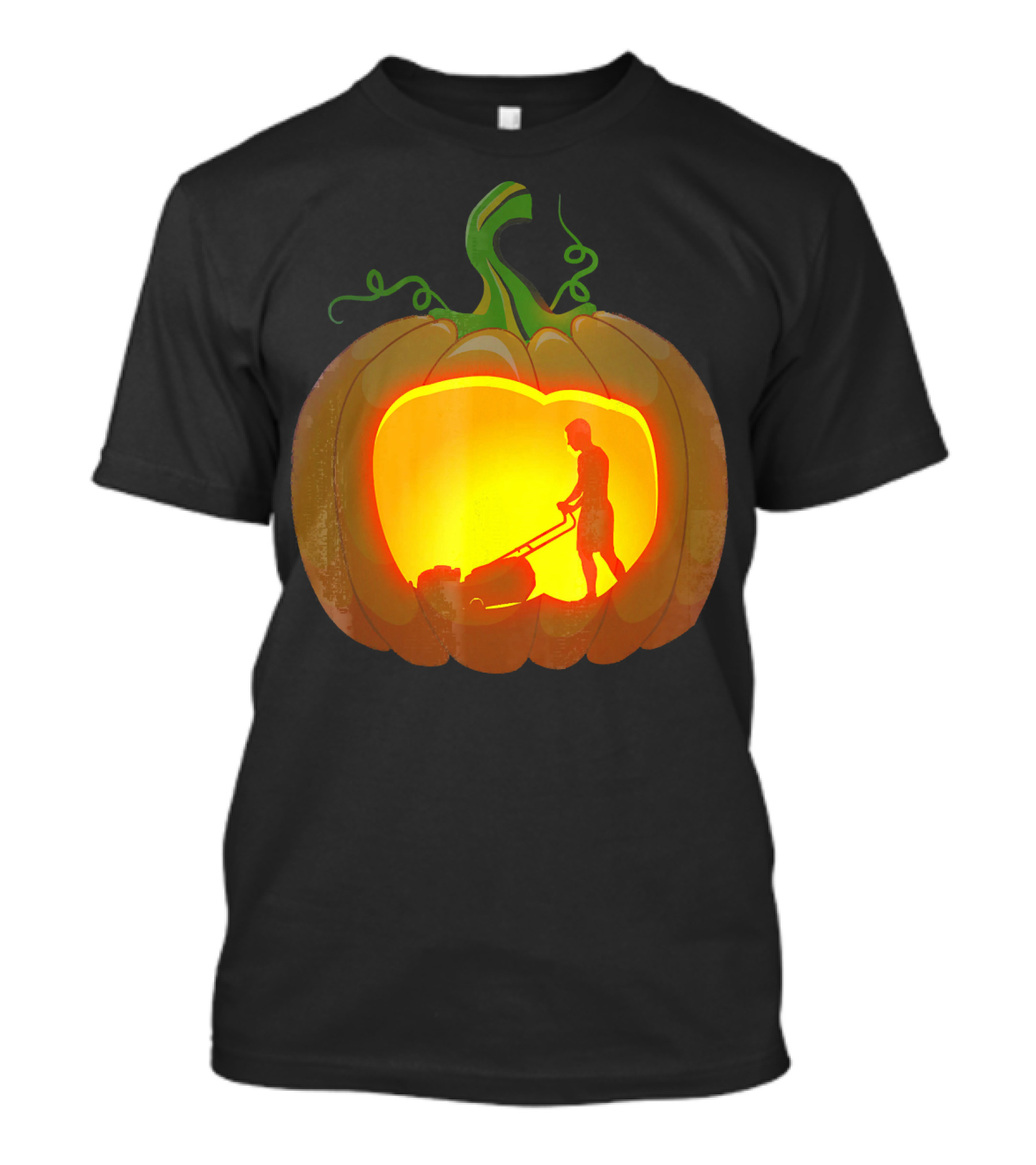 Pumpkin Jack-O'-Lantern With Lawn Mower T-Shirt