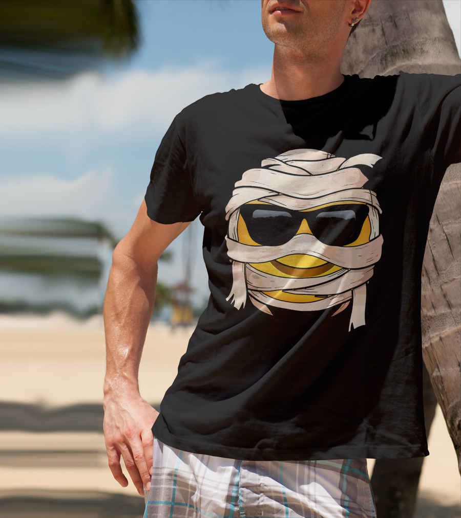 Smiling Face With Sunglasses Emoji Wink Wrapped In Bandages T-Shirt