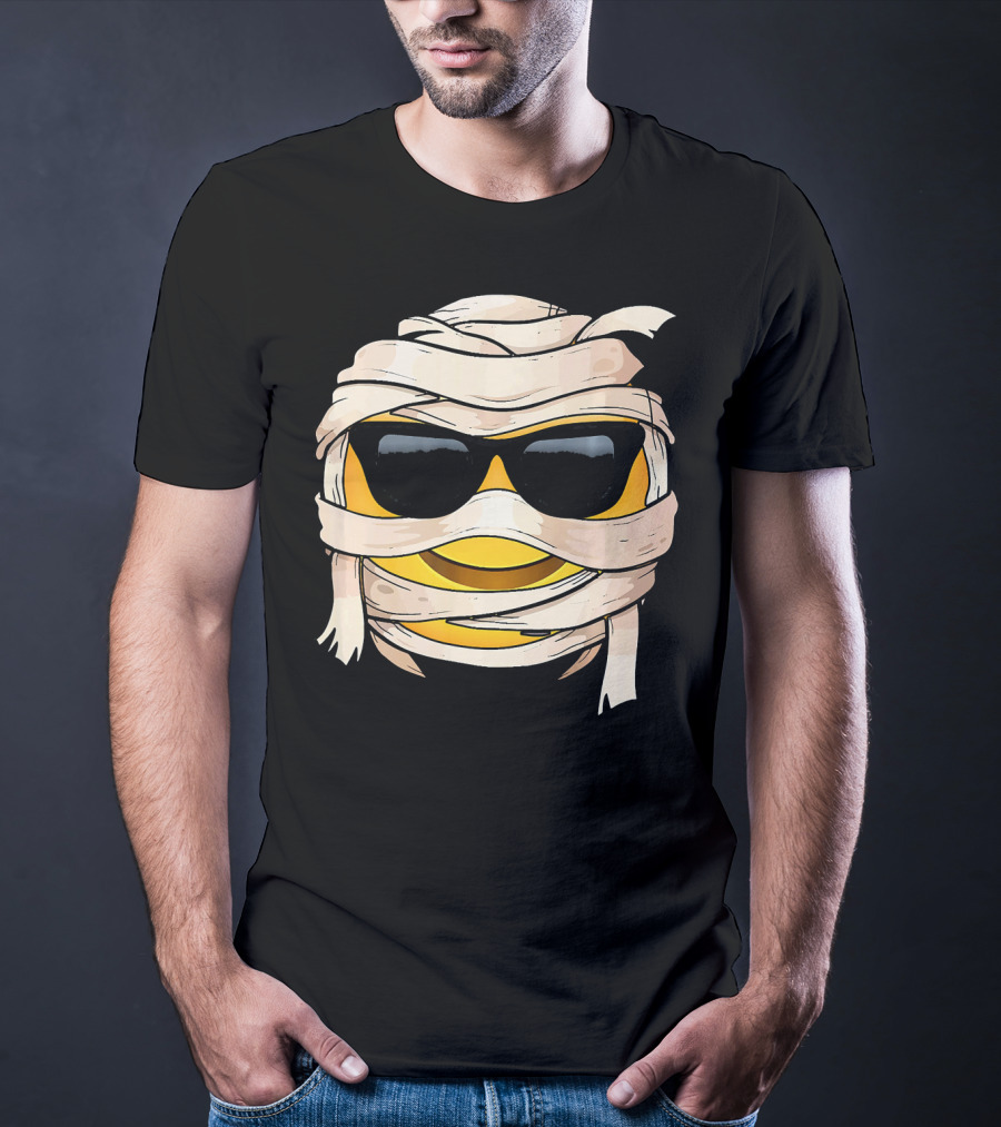Smiling Face With Sunglasses Emoji Wink Wrapped In Bandages T-Shirt