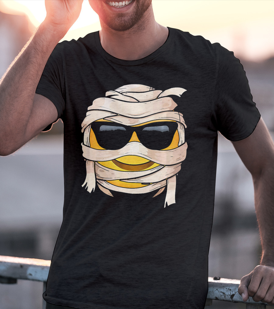 Smiling Face With Sunglasses Emoji Wink Wrapped In Bandages T-Shirt