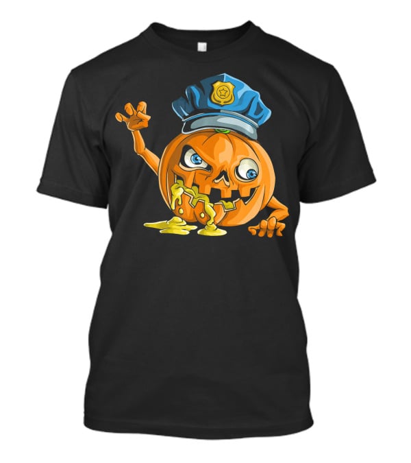 Zombie Pumpkin Police Officer Rising T-Shirt