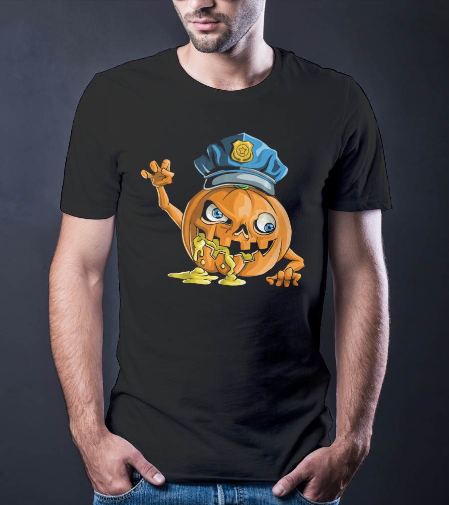 Zombie Pumpkin Police Officer Rising T-Shirt