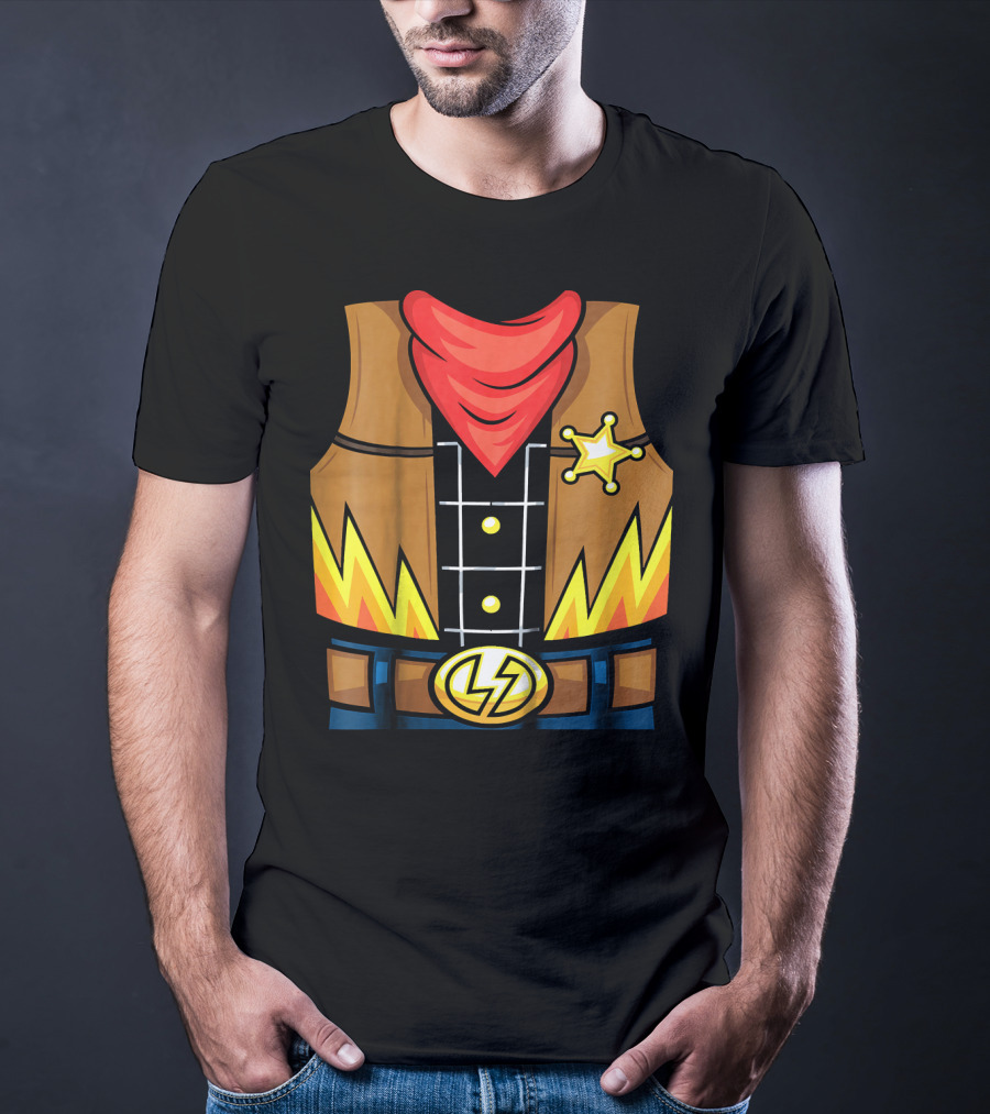 Kids Cowboy Lightning Sheriff Badge Vest T-Shirt