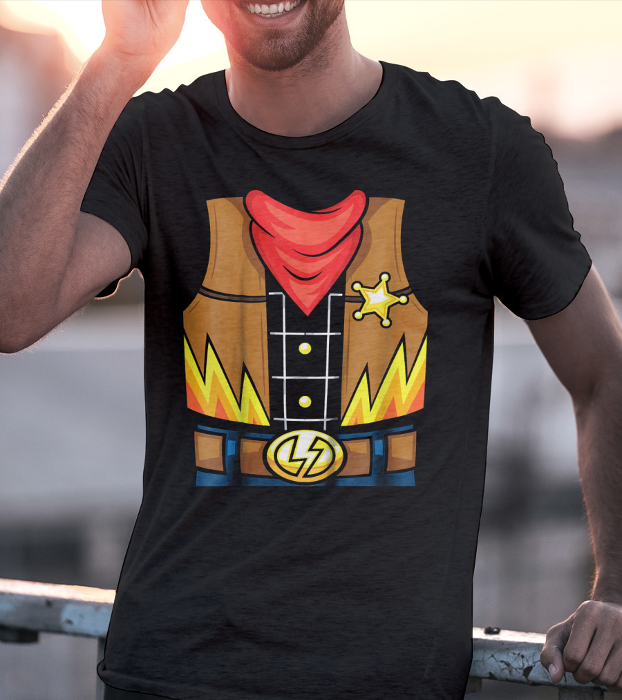 Kids Cowboy Lightning Sheriff Badge Vest T-Shirt