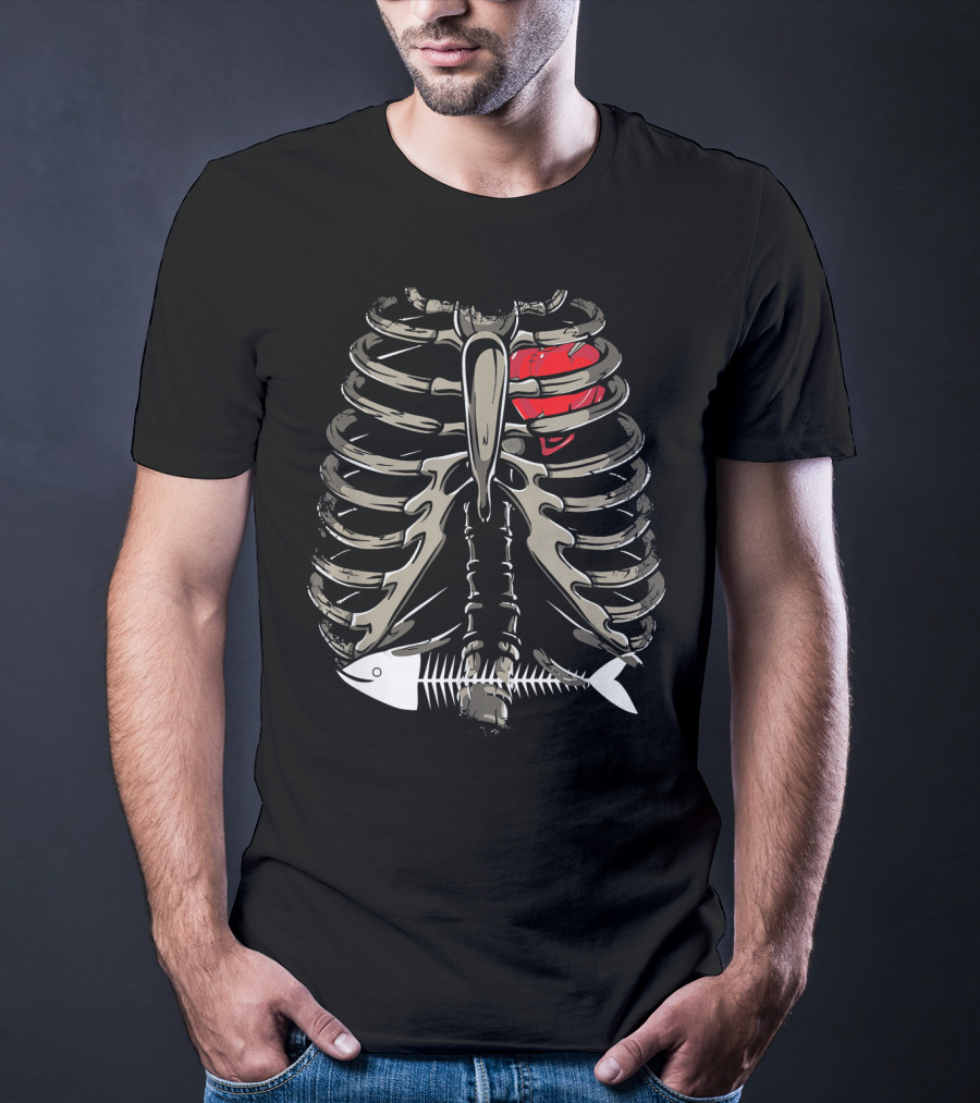 Xray Ribcage Heart Fish Bone Costume Cool Easy T-Shirt