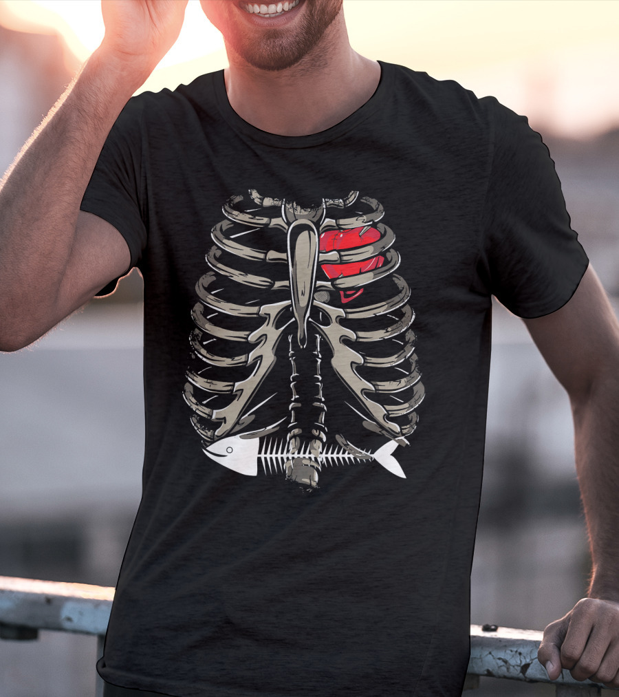 Xray Ribcage Heart Fish Bone Costume Cool Easy T-Shirt