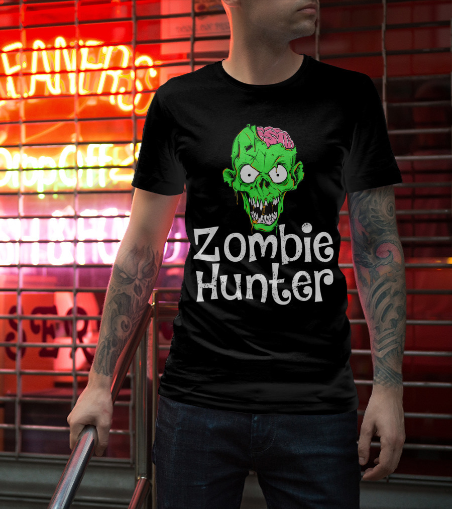 Zombie Hunter Halloween Zombie Head T-Shirt