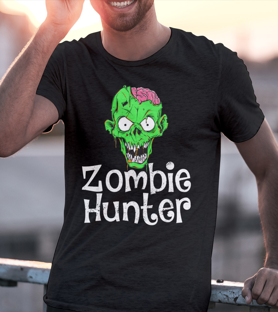 Zombie Hunter Halloween Zombie Head T-Shirt
