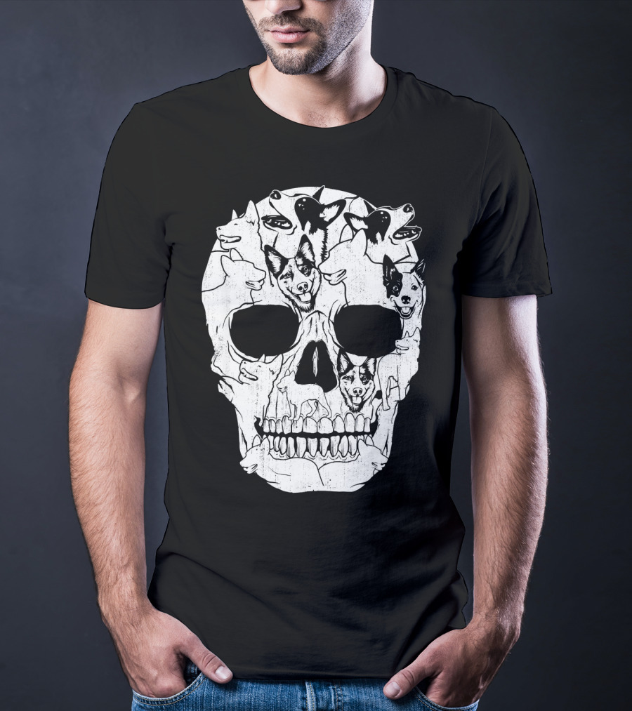 Australian Cattle Dog Skull Halloween Co Canine T-Shirt