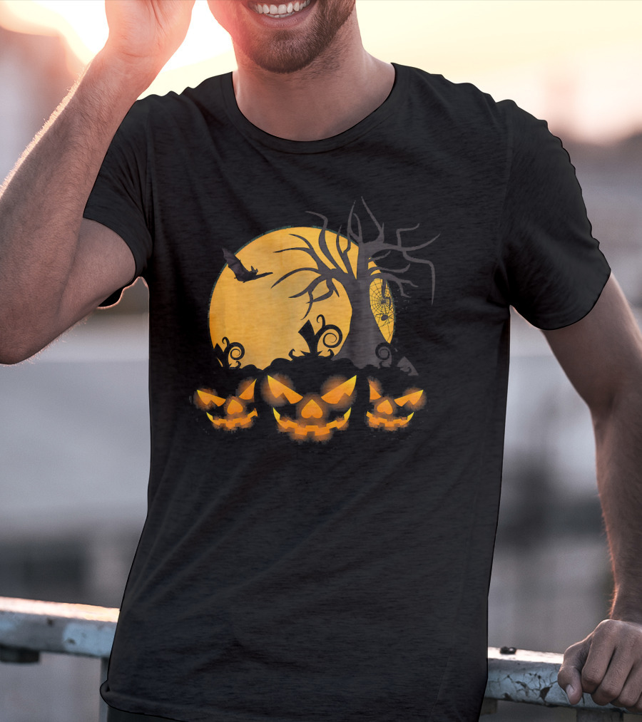 Scary Happy Halloween Spooky Pumpkin Moon Haunted Night T-Shirt