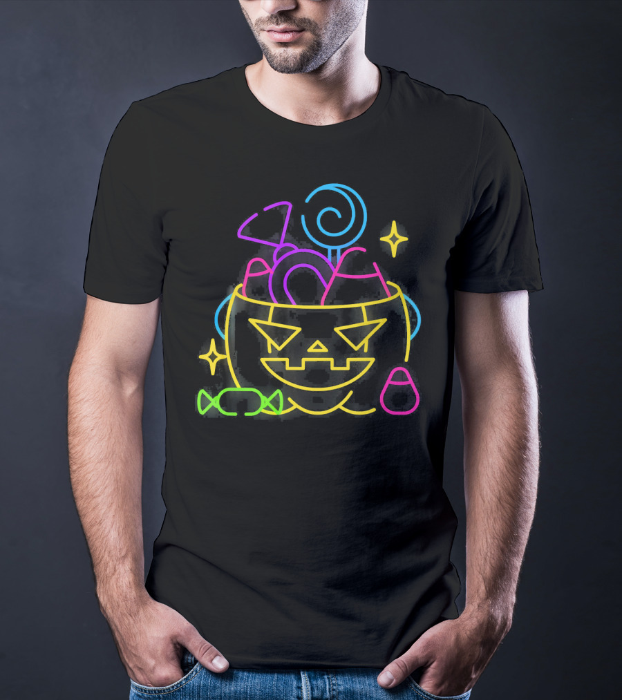 Neon Pumpkin Candy Halloween Costume T-Shirt