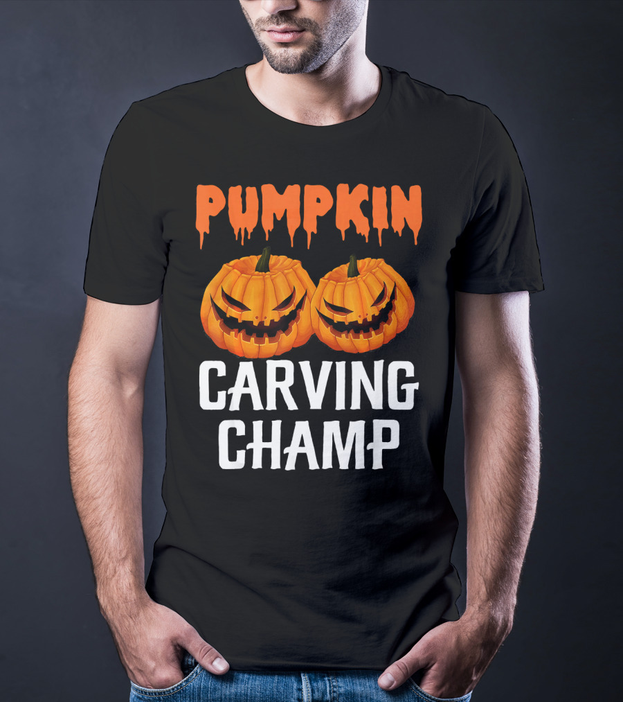 Pumpkin Carving Champ Halloween Creepy Design Competition T-Shirt