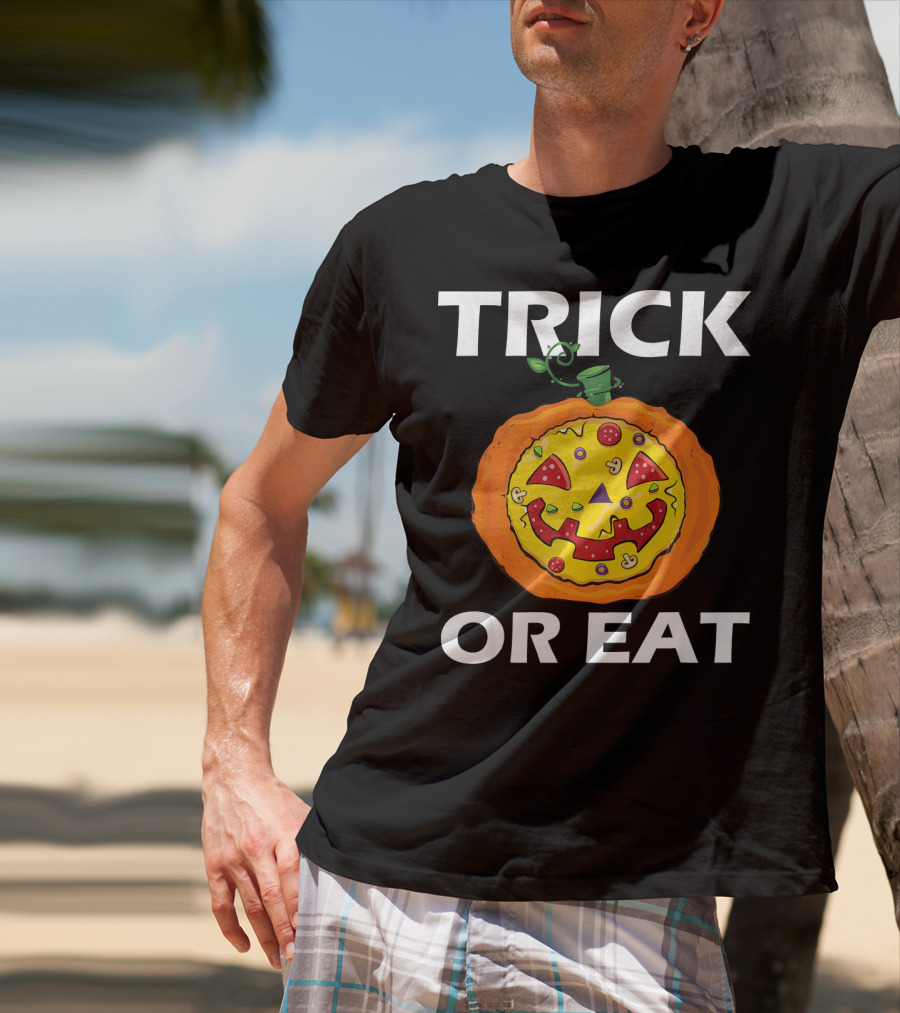 Trick Or Eat Pizza Face Pumpkin Costume T-Shirt