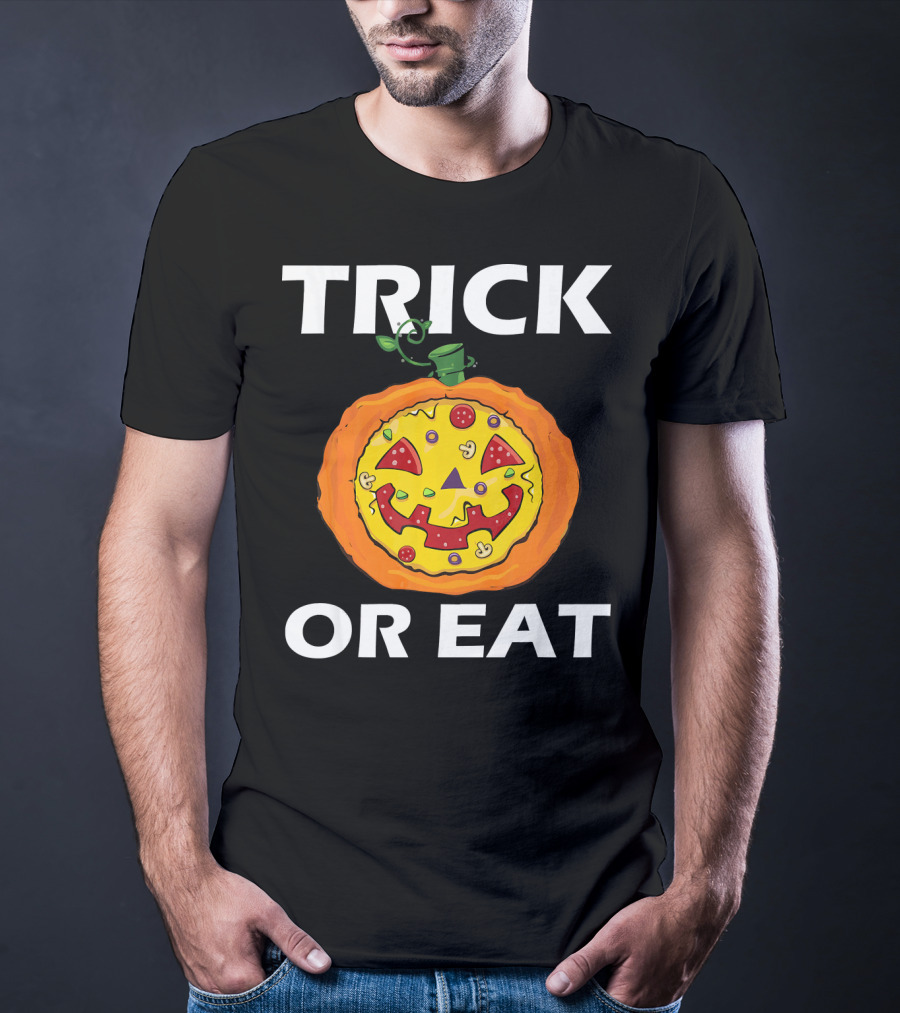 Trick Or Eat Pizza Face Pumpkin Costume T-Shirt