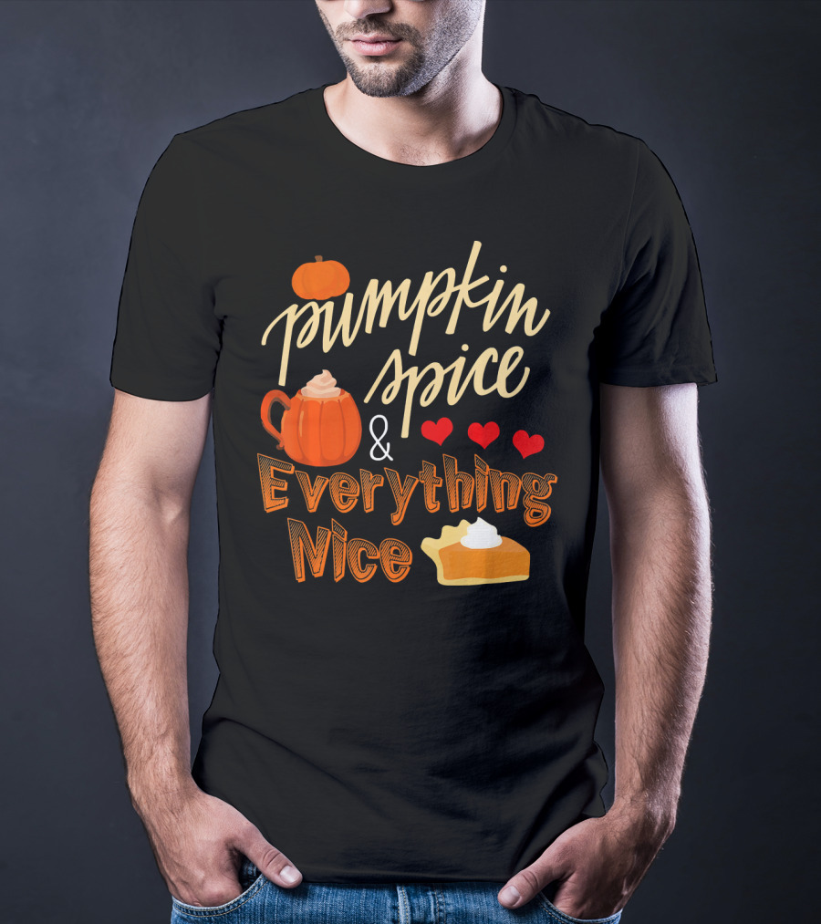 Pumpkin Spice And Everything Nice Hearts Pie Slice T-Shirt