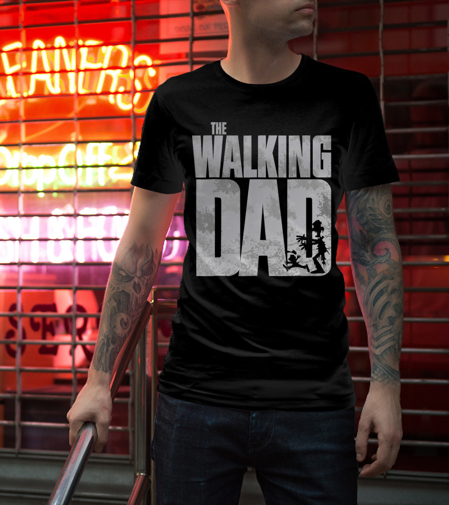 The Walking Dad Zombie Silhouette Scary T-Shirt