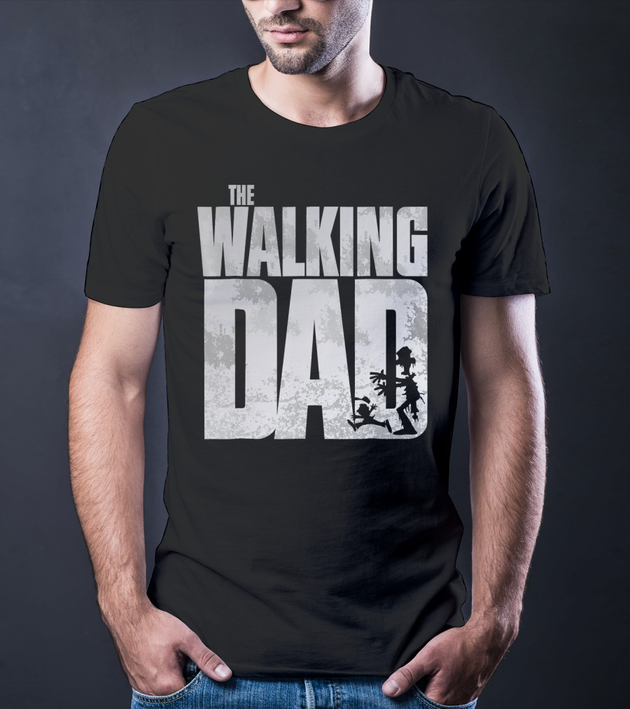 The Walking Dad Zombie Silhouette Scary T-Shirt