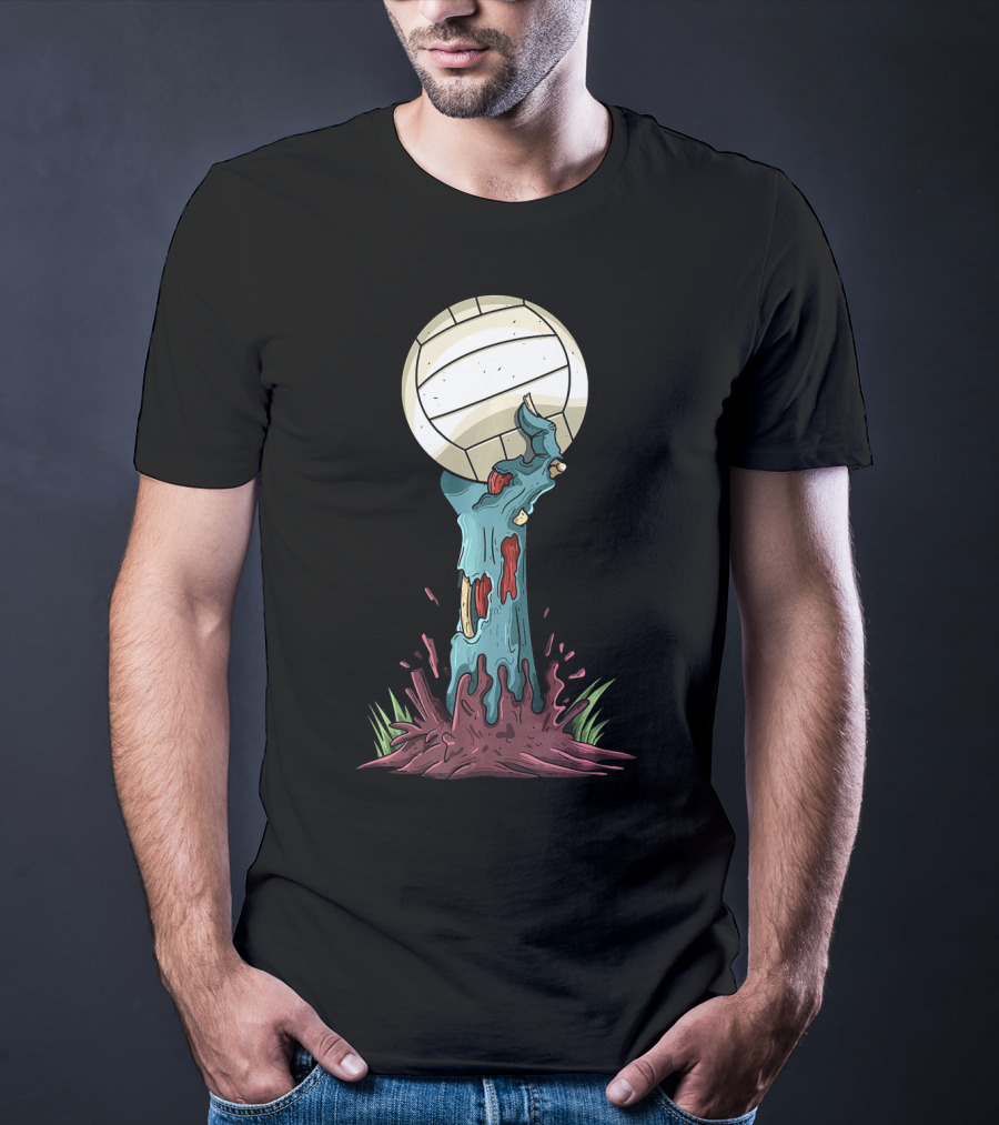 Zombie Hands Rising With Volleyball T-Shirt