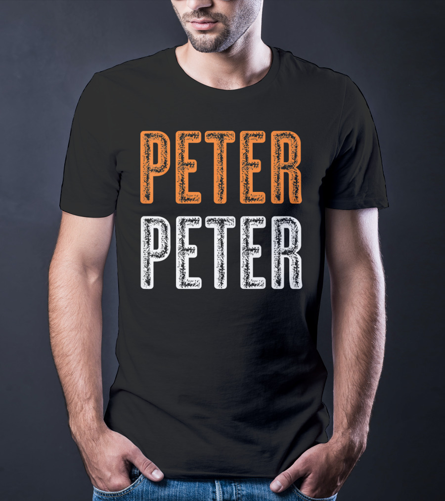 Peter Peter Pumpkin Eater Halloween Style Text Orange White T-Shirt