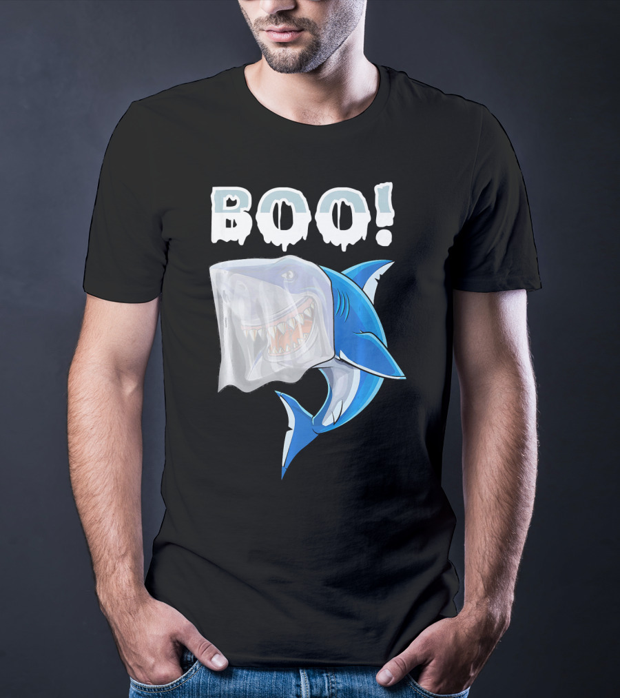 Boo Shark Ghost Halloween Trick Boo T-Shirt