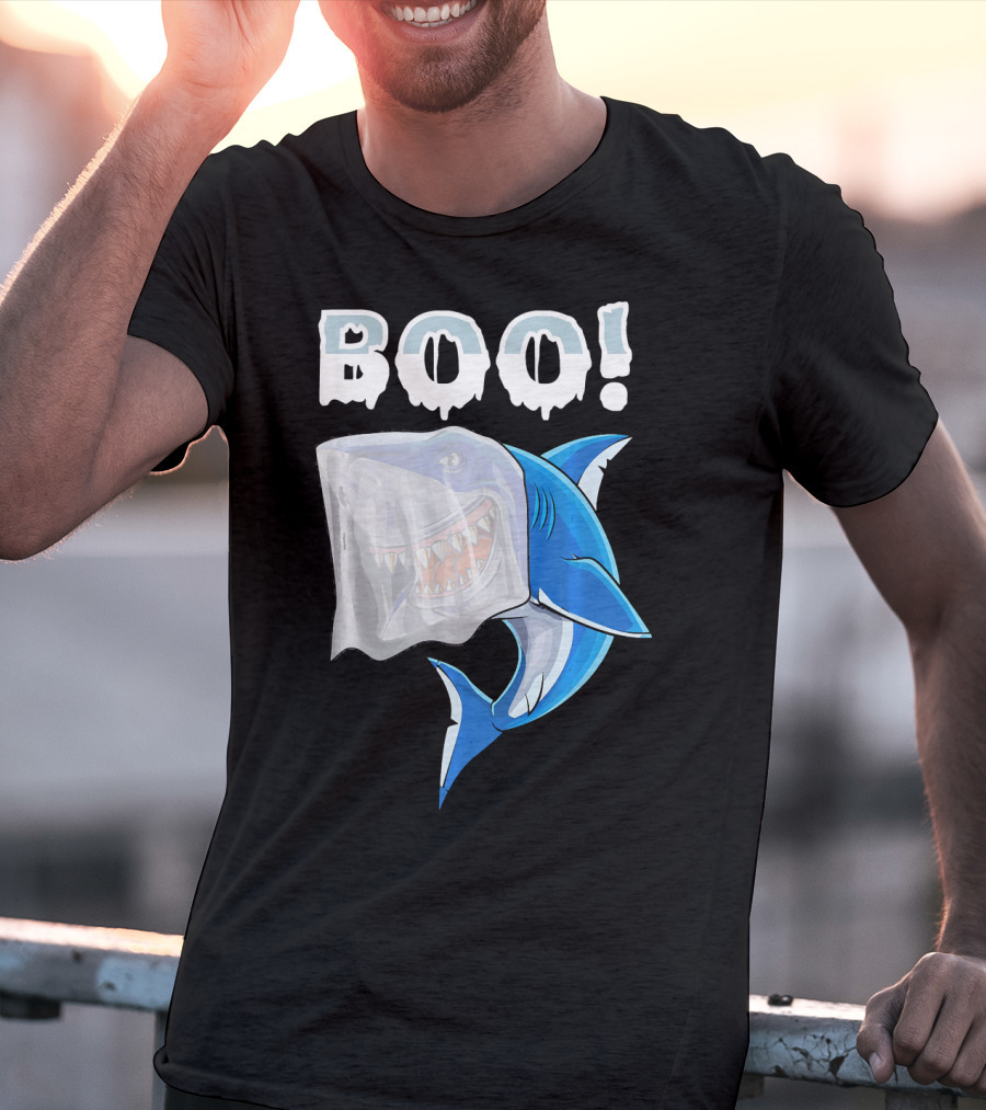 Boo Shark Ghost Halloween Trick Boo T-Shirt