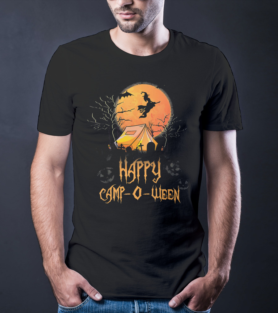 Happy Camp O Ween Halloween Witch Tent Scene T-Shirt