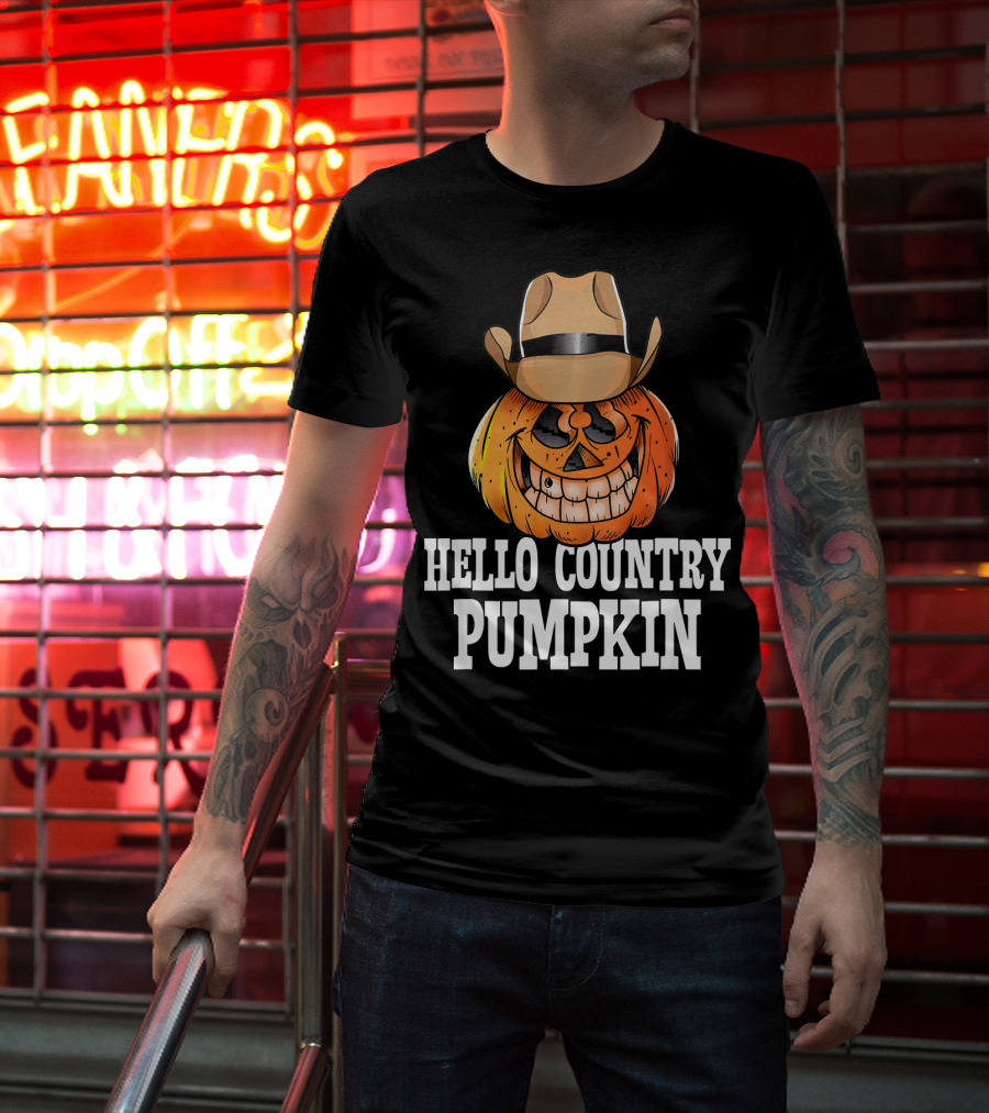 Hello Country Pumpkin Cowboy Jack-O'-Lantern T-Shirt