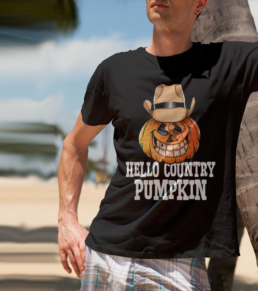 Hello Country Pumpkin Cowboy Jack-O'-Lantern T-Shirt