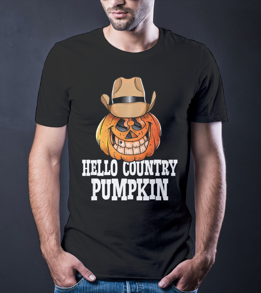 Hello Country Pumpkin Cowboy Jack-O'-Lantern T-Shirt
