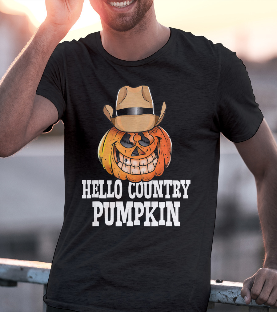 Hello Country Pumpkin Cowboy Jack-O'-Lantern T-Shirt