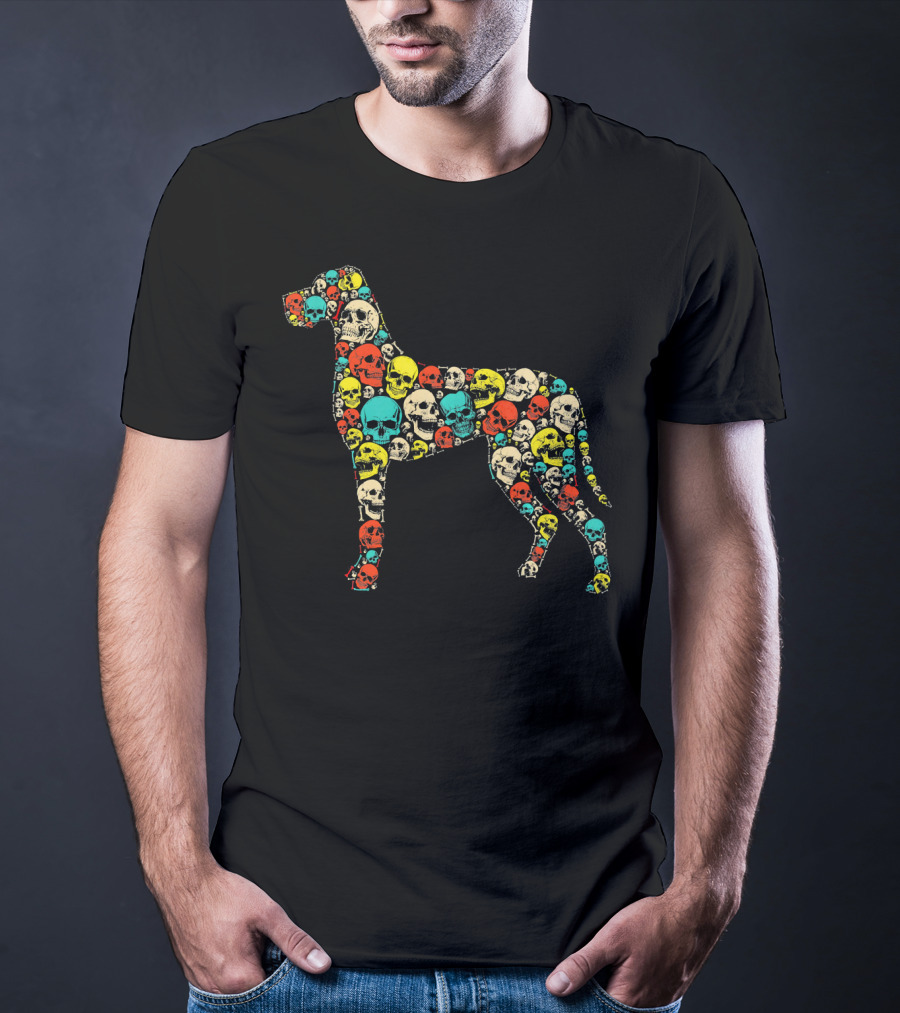 Funny Great Dane Dog Skull Skeleton Pattern Hall T-Shirt