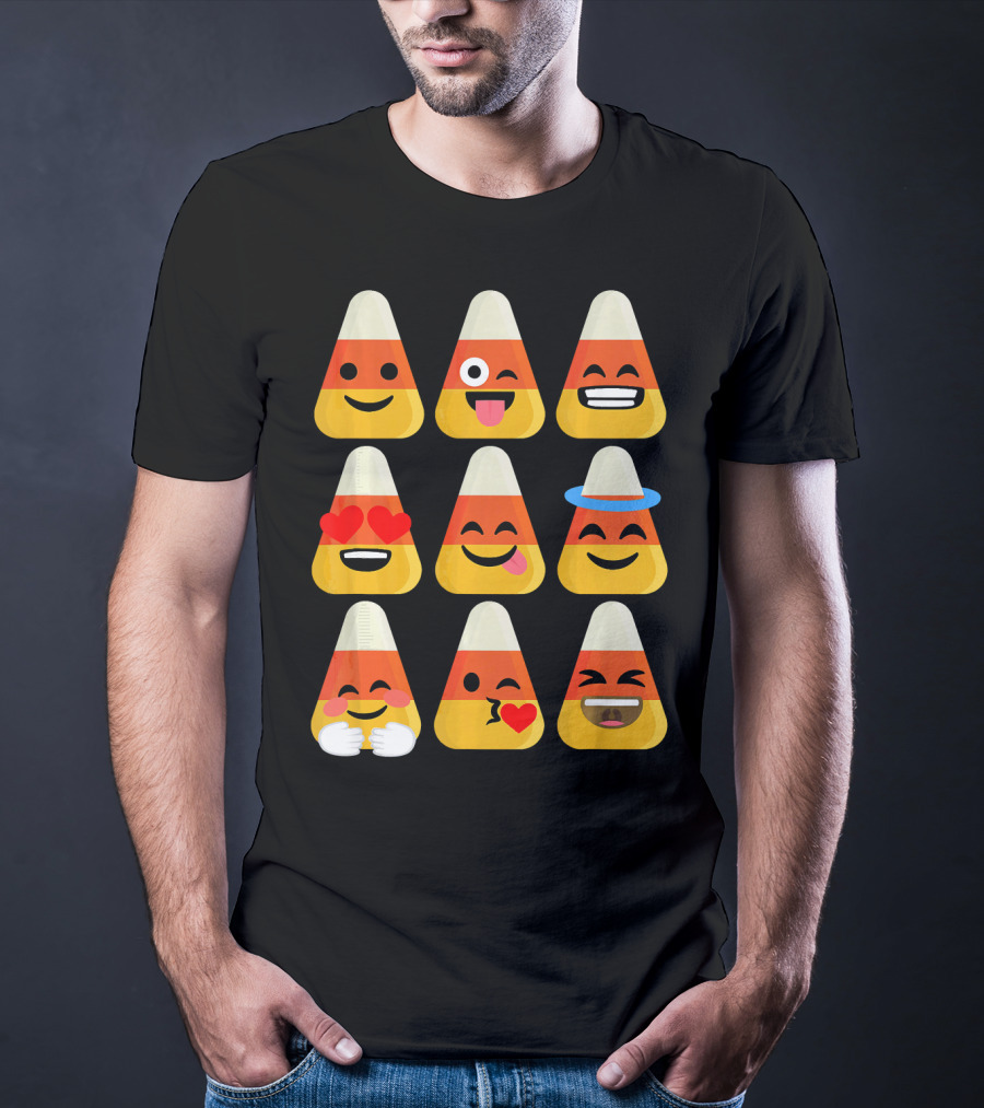 Candy Corn Emoji Faces Kawaii Expressions T-Shirt