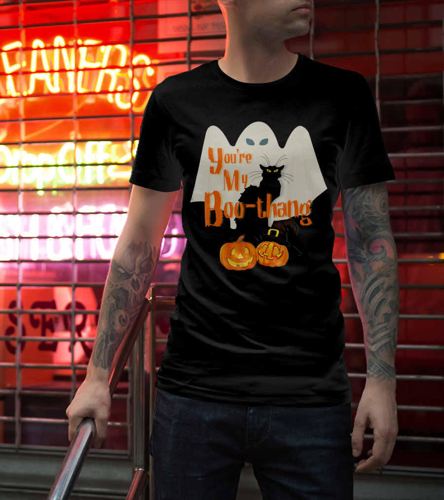 You're My Boo-Thang Halloween Ghost Black Cat Pumpkins T-Shirt