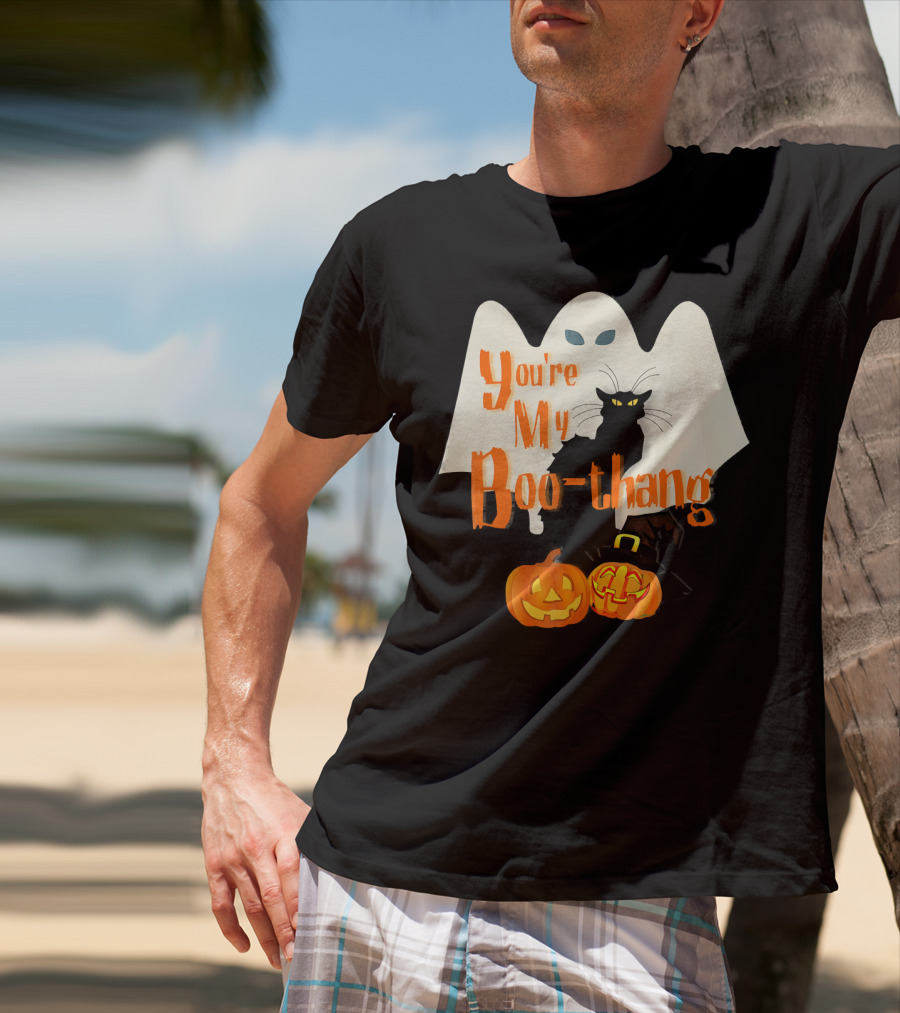 You're My Boo-Thang Halloween Ghost Black Cat Pumpkins T-Shirt