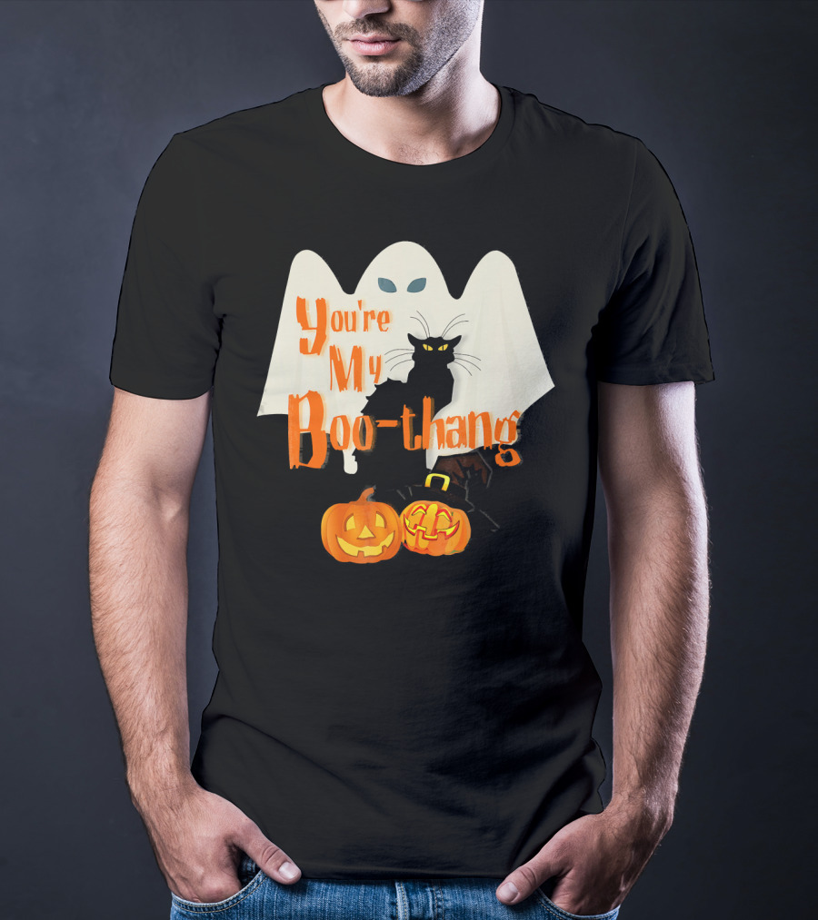 You're My Boo-Thang Halloween Ghost Black Cat Pumpkins T-Shirt