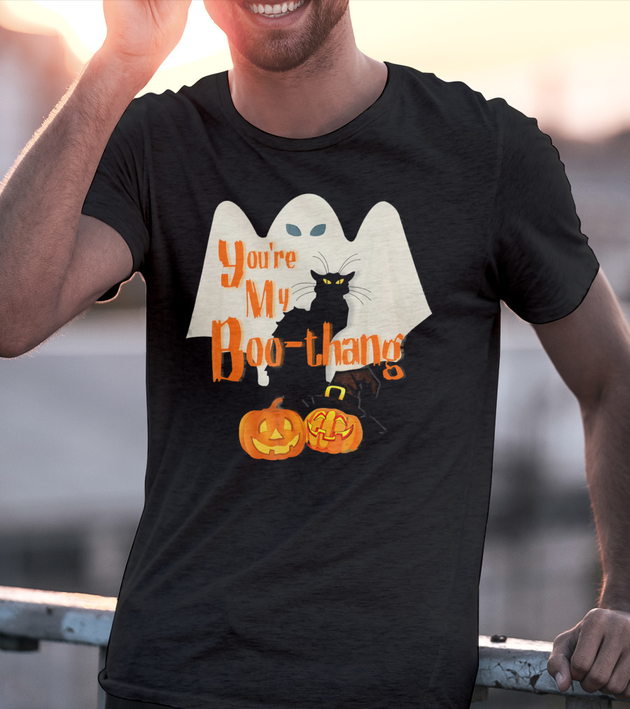 You're My Boo-Thang Halloween Ghost Black Cat Pumpkins T-Shirt