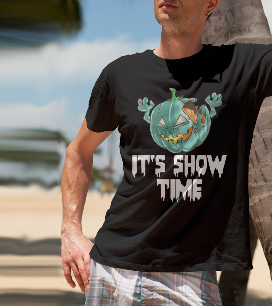 Zombie Pumpkin It's Show Time Halloween Fun T-Shirt