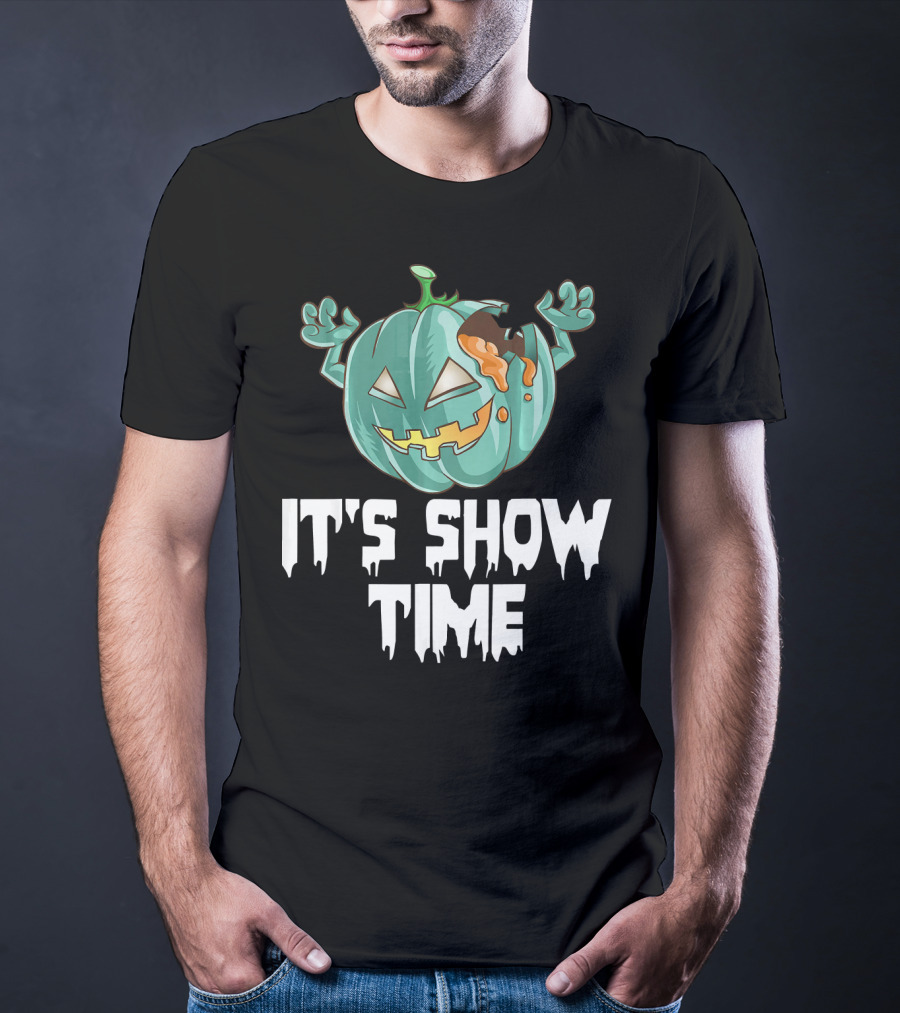 Zombie Pumpkin It's Show Time Halloween Fun T-Shirt