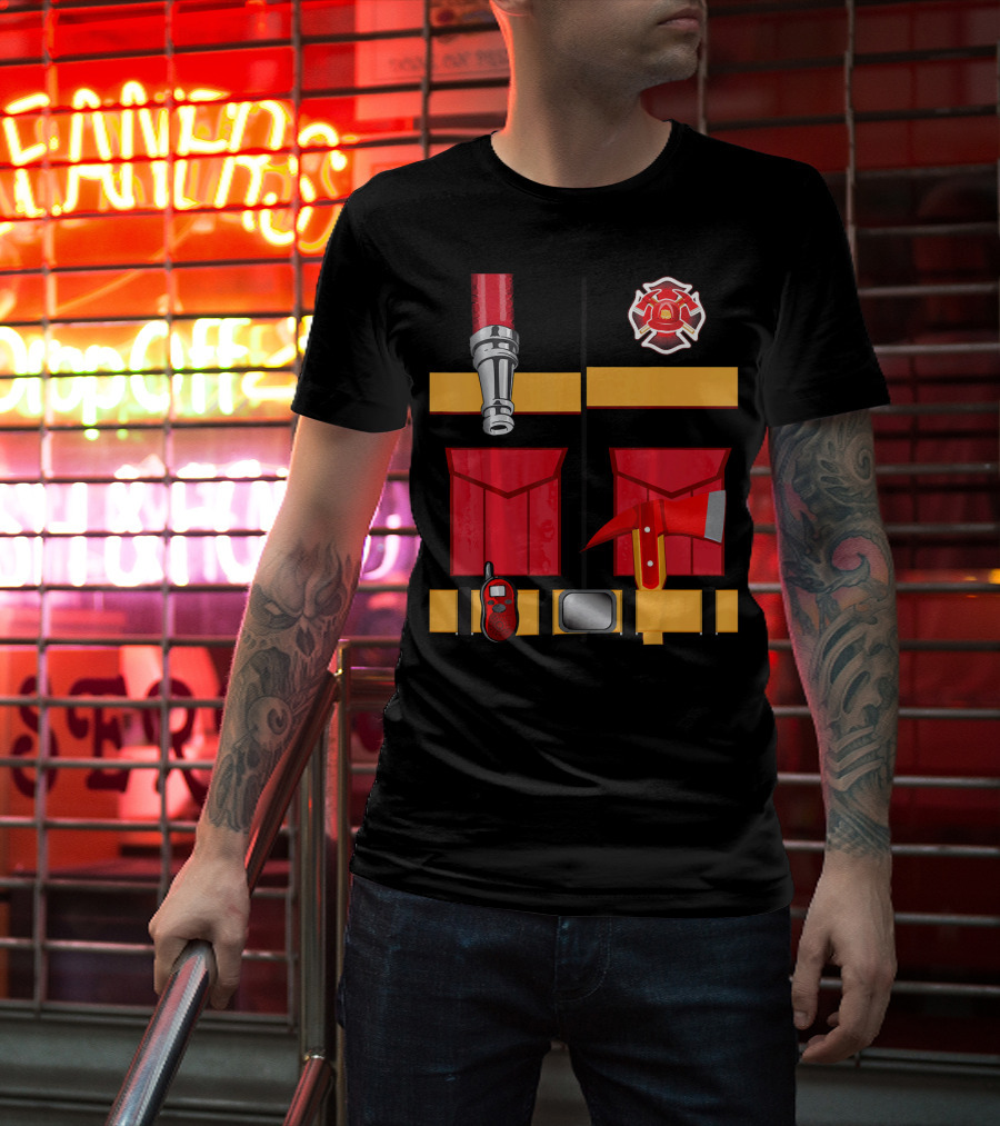Firefighter Tools Axe Hose Crest Radio Uniform T-Shirt