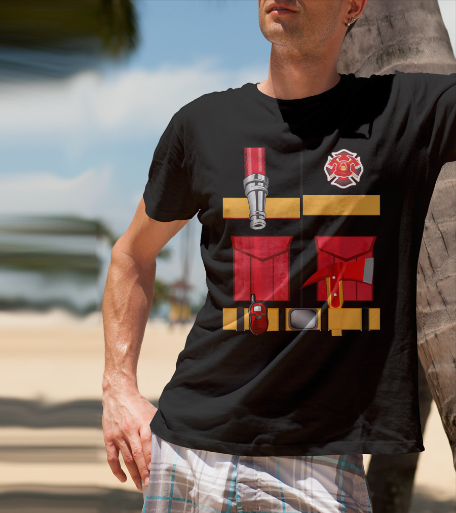 Firefighter Tools Axe Hose Crest Radio Uniform T-Shirt